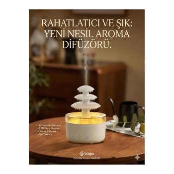 ® Yeni Ürün 3 Katlı Şelale YAĞMUR Tasarımlı Ultrasonik Aroma Difüzör6 Renk LED Işıklı Hava Nemlendirici